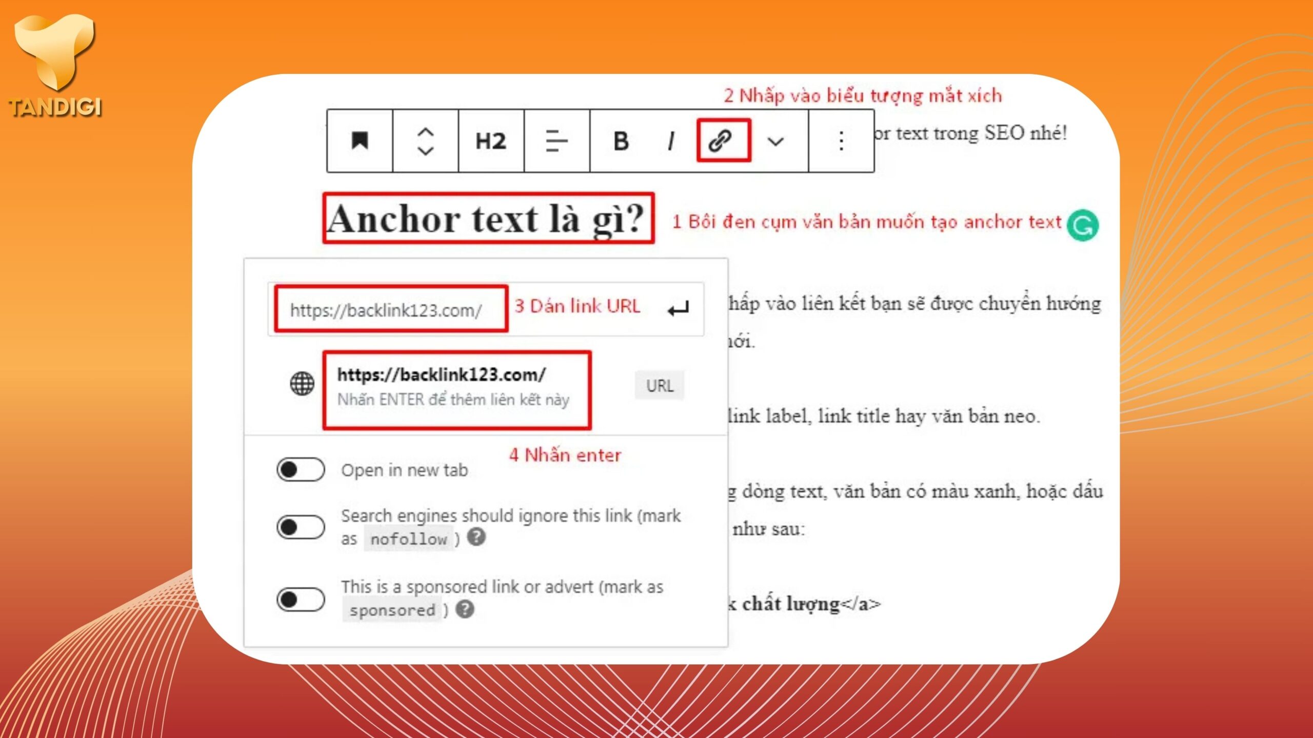 Cách gắn anchor text