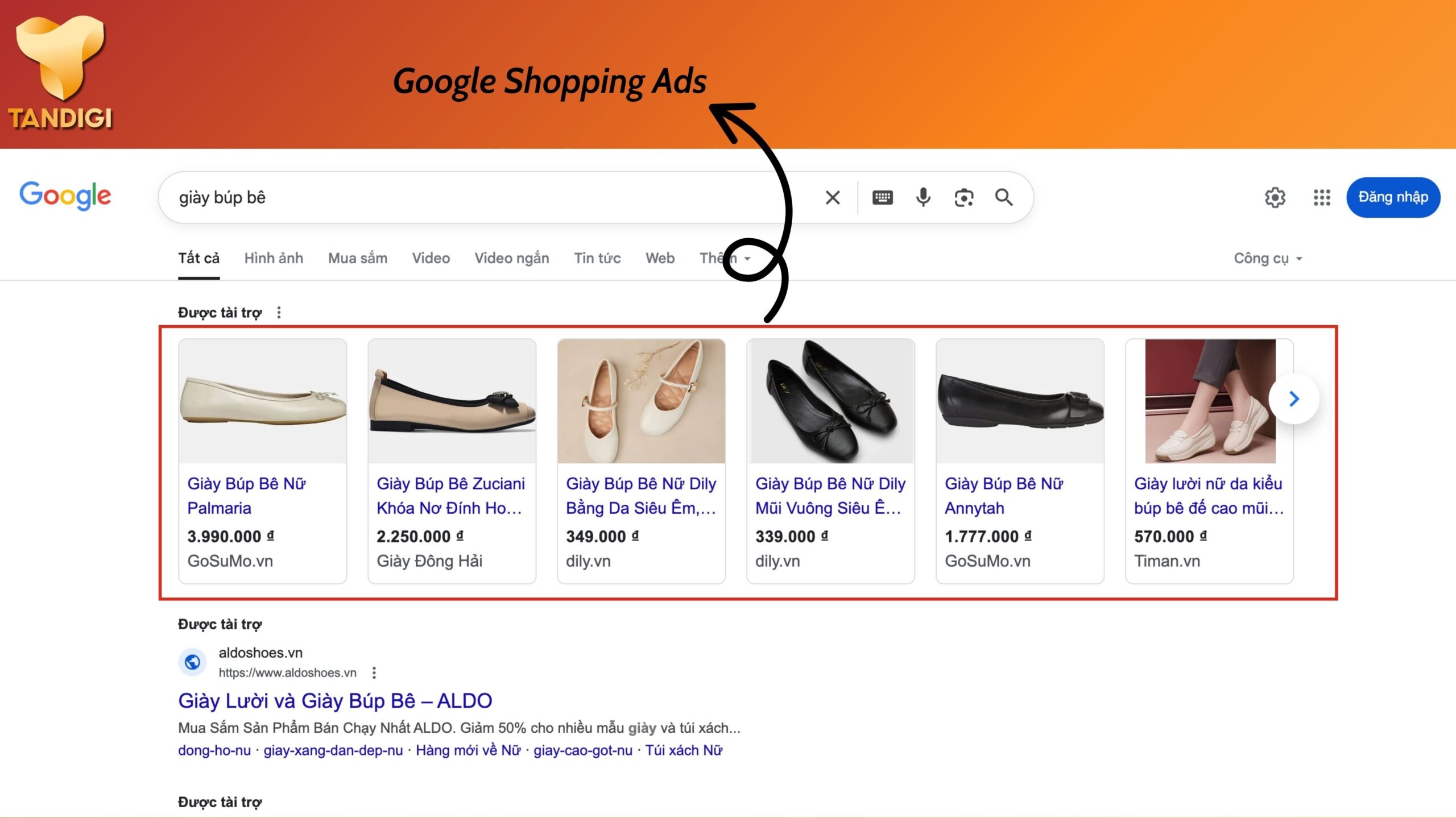 Hiển thị của Google Shopping Ads